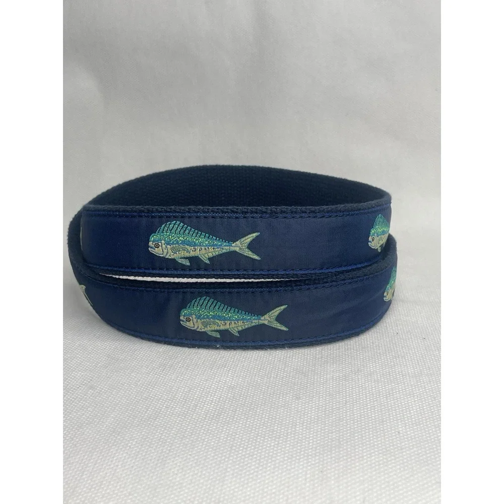 Leather Man Ltd Premium Top Grain Leather Golf Fishing Blue Mahi Belt Size 40